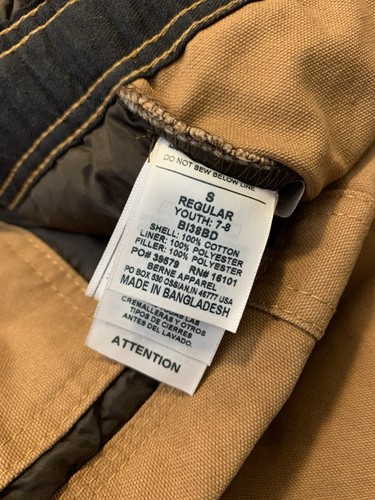 Berne Insulated Coveralls Youth Size Small Duck Brown Lined Pockets Zip Farm GUC - Picture 18 of 21