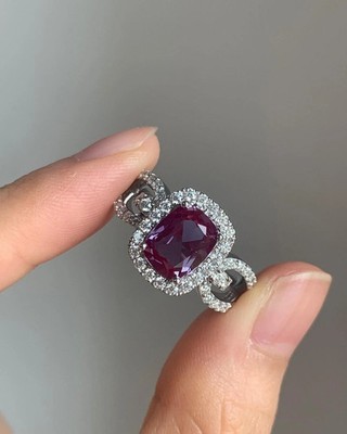 4.36Ct Cushion Cut Natural Red Ruby Diamond Wedding Ring 14K Solid White Gold 7