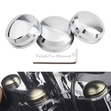 3x Chrome Upper Fork Stem Nut Cover For Harley Dyna Low Rider Heritage Softail
