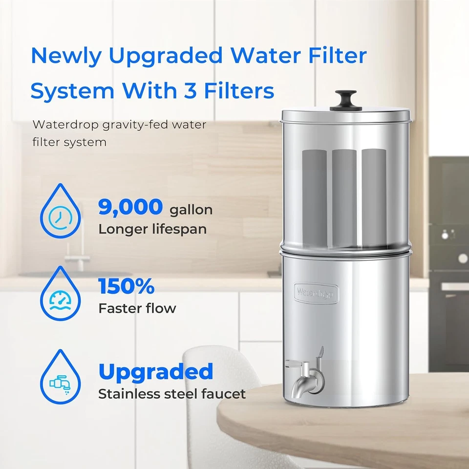 Waterdrop Gravity-fed Water Filter System with 3 Carbon Filters & Metal Spigot - Image 2 of 4