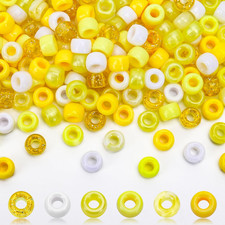 1000Pcs 6X9Mm Pony Beads Bulk, Assorted Yellow Colors Plastic Kandi Craft Beads