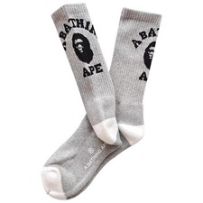 BAPE Arch Ape Head Crew Socks Gray White Black  A Bathing Ape