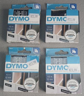Dymo D1 Standard Label Cartridge Black On White 1/2 Inch X 23 Feet NIP