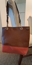 Calvin Klein Brown & Coral Colorblock Large T...