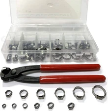 Leberna 200 Pcs 304 Stainless Steel Stepless Single Ear 5-33Mm Hose Clamps with