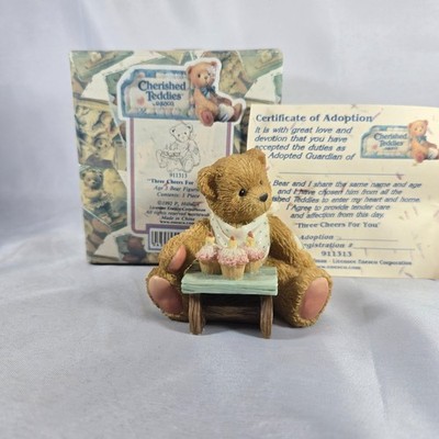 Cherished Teddies Three Cheers For You Alter 3 Bär Figur mit Box & Zertifikat
