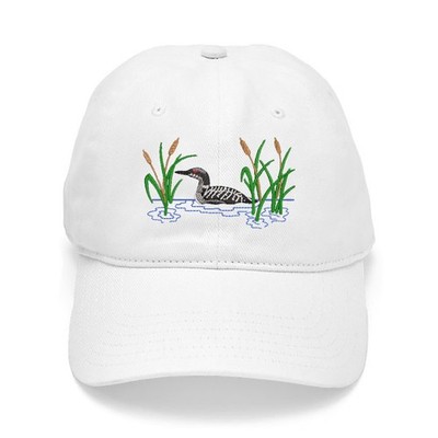 Loon Loons bird embroidered cotton baseball cap hat