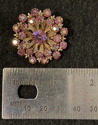 1950s - 1960s Pink Aurora Borealis multi-layered Vintage Rhinestone Brooch