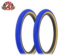 2 ALTA Bicycle Tires 20" x2.125 Blue/Gum SNAKE SKIN TEXTURED Tread BMX Freestyle