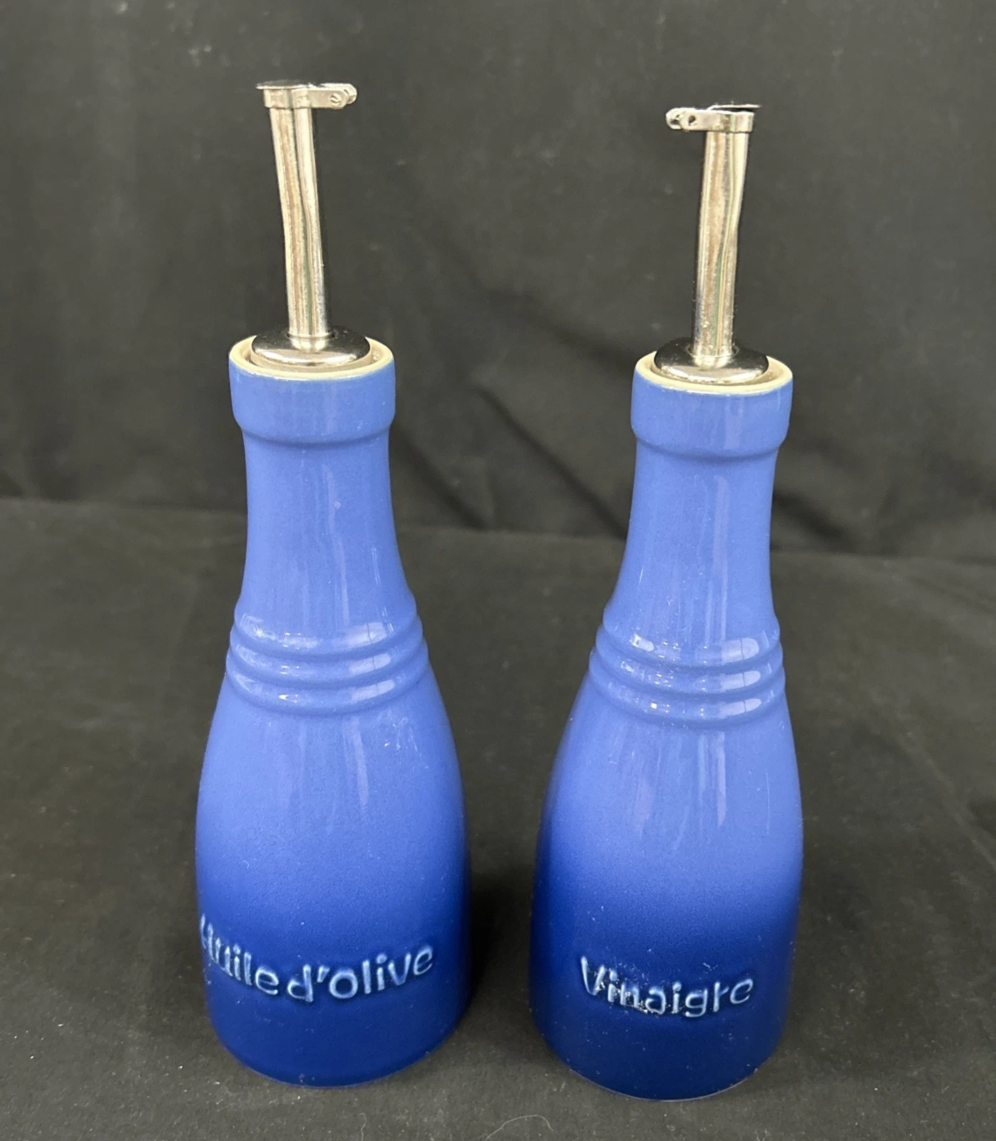 Le Creuset Oil & Vinegar Set 8oz 0.24L Cobalt Blue Stoneware