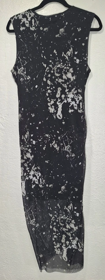 Vestido AllSaints Nora Portland Ajustado Midi Acanalado Negro Gris EE. UU. Talla 8/ UK12/EU40 Foto 3 de 4