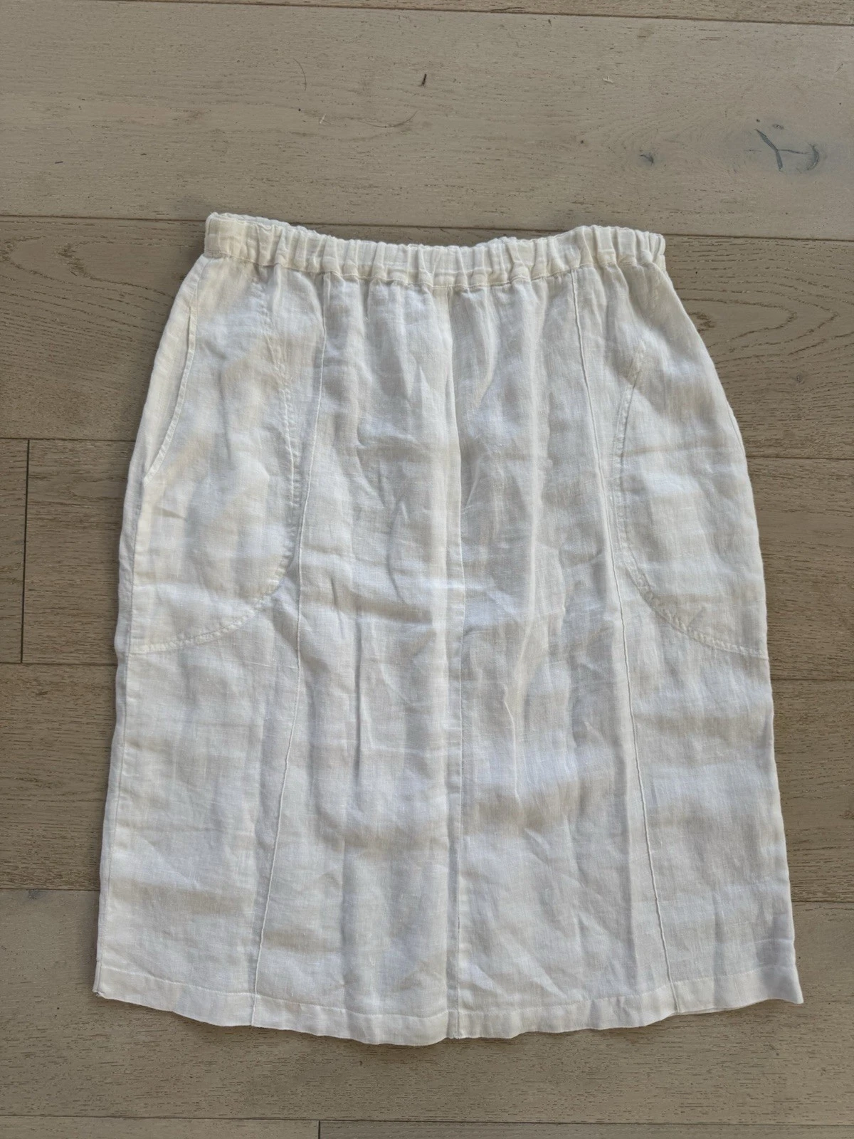 FLAX white 100% linen skirt Pockets M