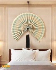 Handmade Bamboo Wall Fan Woven Boho Home Decor Rustic Natural Art 55cm 110cm