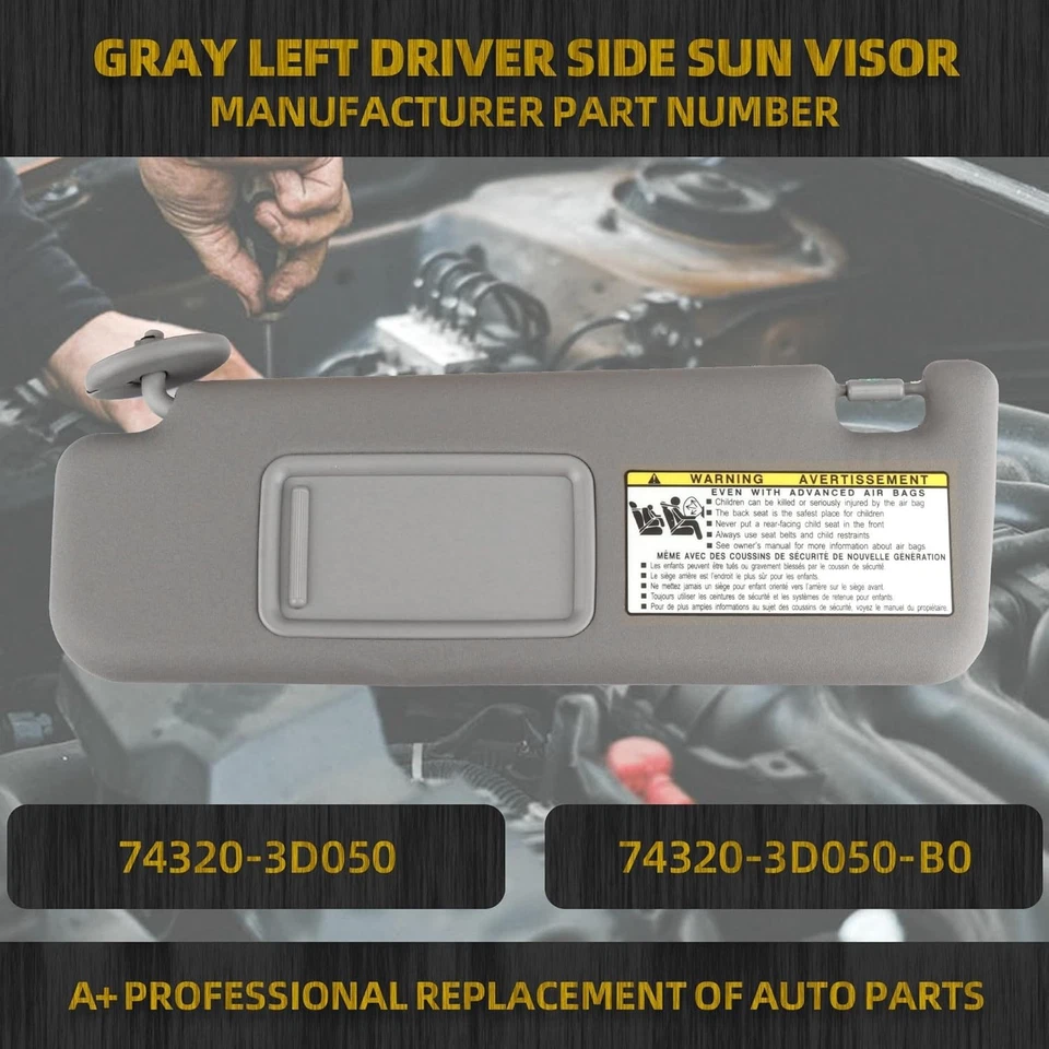 Quebra-sol lateral esquerdo do motorista Toyota 4Runner cinza 2004-2008 - Imagem 3 de 4