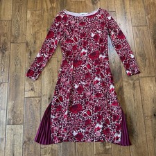 Tory Burch Ria Floral Butterfly Long Sleeve Shift Dress Side Hem Pleats Size S