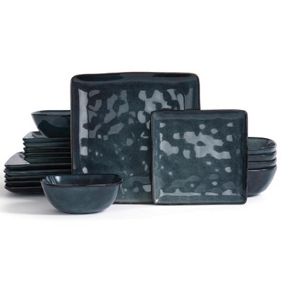 Ocean Square Plates and Bowls Set, 18 Pieces Dinnerware Sets, Dishes Set for ...