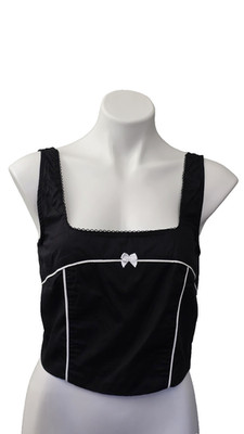 NWT Forever 21 Black Corset Cropped Bow Top   Coquette Style, Size Medium