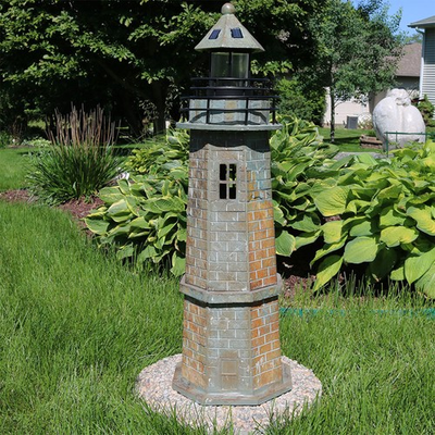 #ad 35 in Resin and Stone Solar LED Lighthouse Nautical Statue by Sunnydaze $325.00