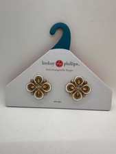 Lindsay Phillips Interchangeable Shoe Snaps Jordan Gold Ivory Rhinestone