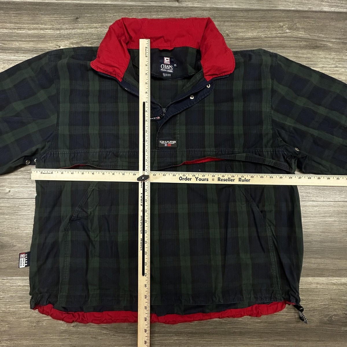 Vintage Chaps Ralph Lauren Anorak Jacket Mens XL Green Tartan
