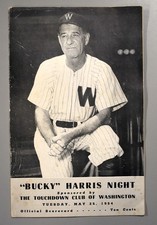 Senators vs New York Yankees May 25th 1954 Bucky Harris Night Official Scorecard