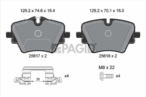 Bremsbelagsatz Scheibenbremse Pagid T2820N FüR BMW X1 U11 X2 U10 2Er Active U06-image