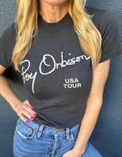 EARLY 80s VINTAGE ROY ORBISON USA TOUR CONCERT T-SHIRT SZ S PRETTY WOMAN SINGER