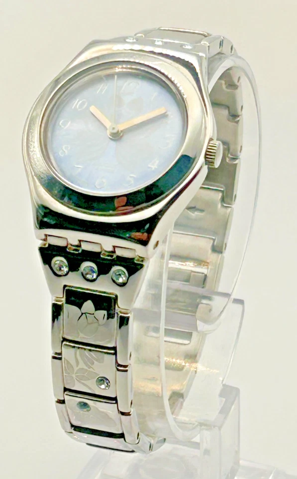 Reloj Swatch "LOTUS" Irony 2006 raro para mujer acero inoxidable batería nueva Foto 3 de 4