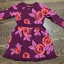 Tea Collection long Sleeve Purple Pink Sweater Floral Dress Sz 6 Ruffles