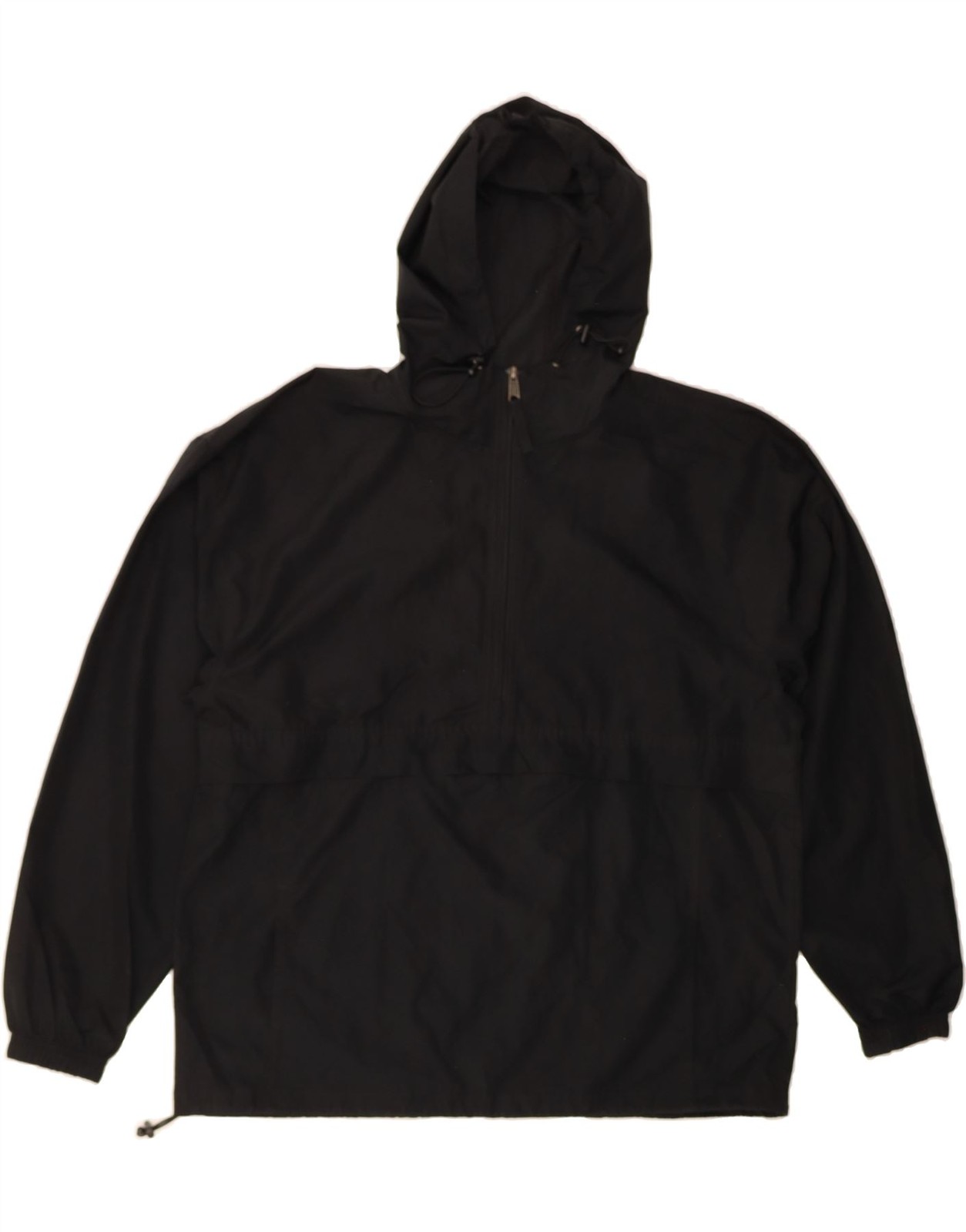 CHAMPION Mens Hooded Zip Neck Pullover Tracksuit Top Large Black Polyester CB06