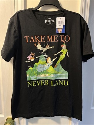 NWT Disney Peter Pan & Wendy  ''Take Me To Neverland'' Black T-shirt Size L Large