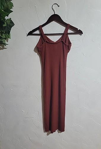 Future Collective Jenny Sweetheart Stitch Midi Dress Brown Womans Size XS - Picture 4 of 8
