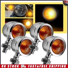 4X Motorcycle Chrome Blinker Mini Bullet Turn Signal Light Indicator For Harley