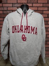 Oklahoma Sooners Hoodie Men  s Large Gray Pullover Sweatshirt Foot Locker NCAA OU