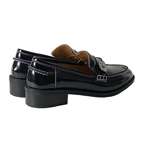 TinaCus Women's 6.5 Patent Leather Handmade Block Heel Loafer Flower Embellished - Picture 12 of 13