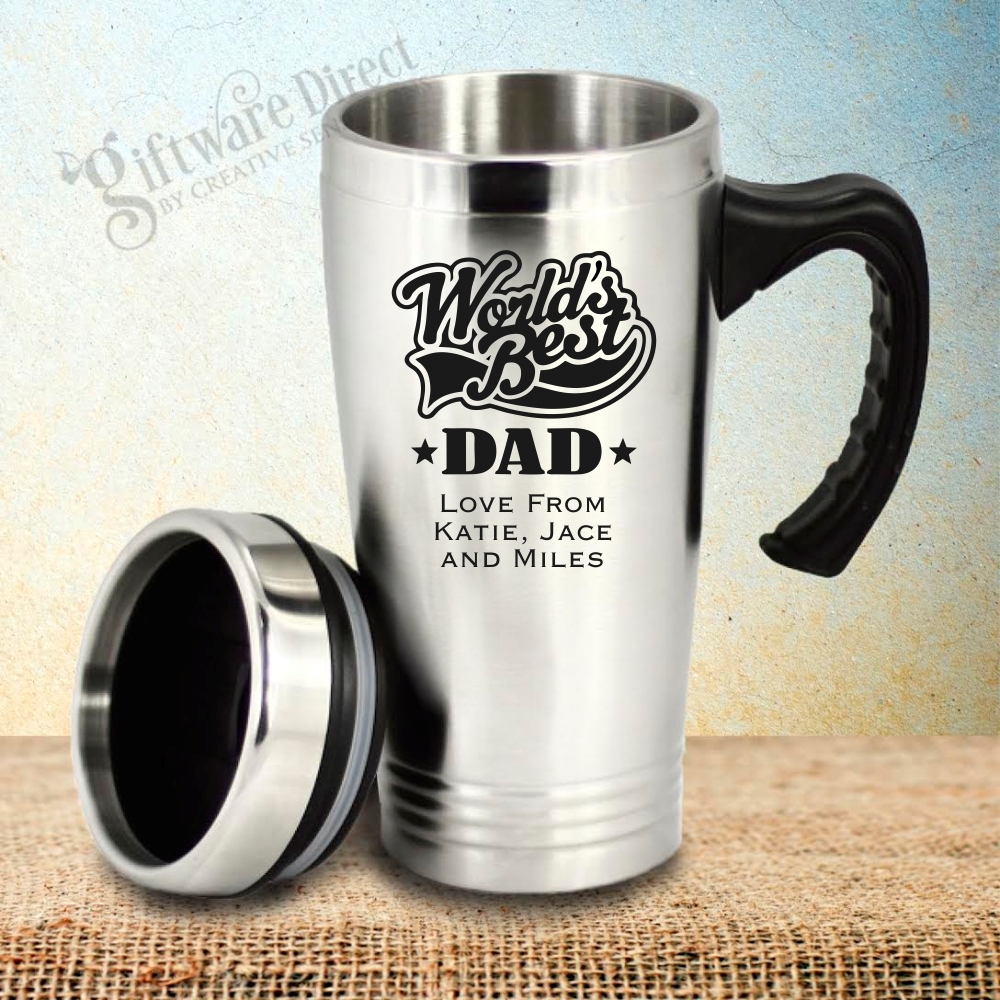 Custom Engraved Fathers Day Travel Mug Personalised Present Gift Dad Coffee