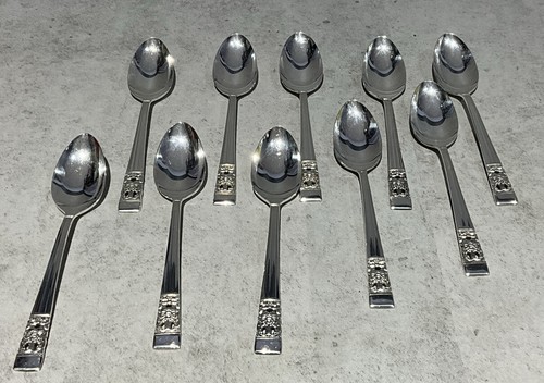 Oneida Coronation Hampton Court Silberplatte 5 Uhr Kaffeelöffel 10er Set