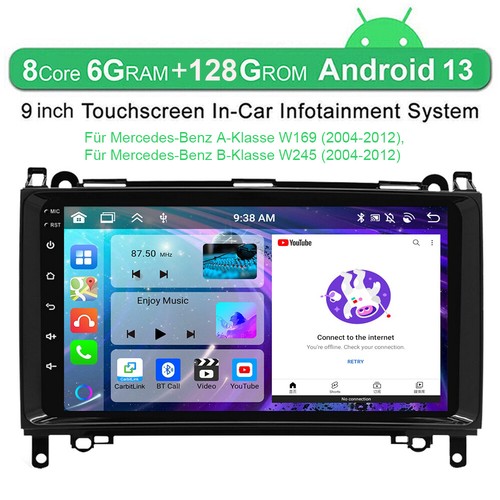 8Kern 6+128G Autoradio GPS Navi Für Mercedes Benz A/B W169 W245 Viano Android 13 - Bild 2 von 18