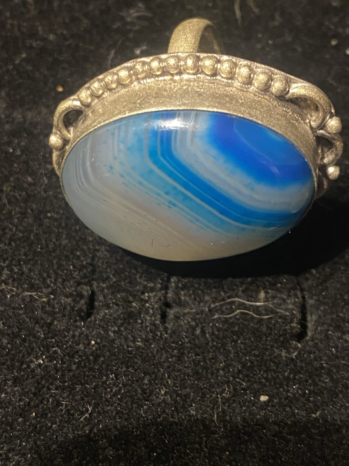 Blue Agate Solid 925 Sterling Silver Ring - image 2
