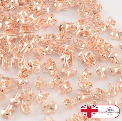 100 4 mm x 2 mm 2 RING KALOTTEN ENDSPITZEN CRIMPKNOTEN ABDECKUNGEN ROSEGOLD AN5