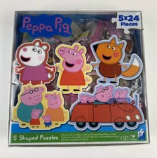 Set of 5 Peppa Pig Shaped Puzzles - 24 Pieces Each - 120 Pieces total COMPLETE