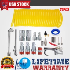 1/4" NPT 25Ft Recoil Hose Gun Nozzles Air Compressor Accessory Kit Tool 20X US