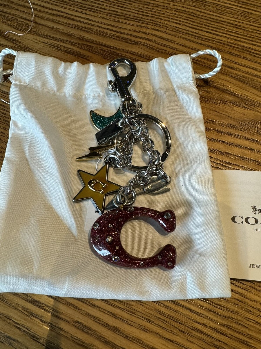 Coach Star and Moon Signature Bag Charm Key Ring Fob Rare