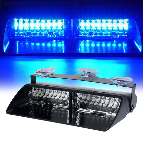 16LED Blau Auto Blitzlicht Frontblitzer Warnleuchte Dash Strobe Notfall Warnung - Picture 11 of 11