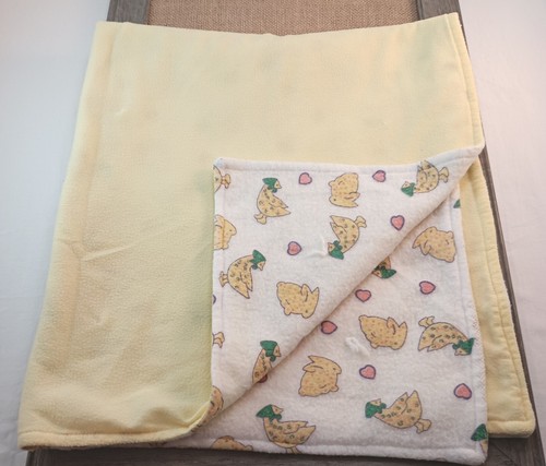 VTG Fleece Yellow Duck Bunny Baby Blanket - Picture 2 of 11