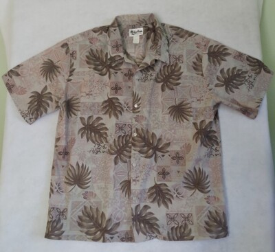 Mens Howie hawaiian short sleeve shirt 3XL cotton polyester beige floral