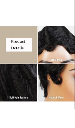 Short Finger Wave Human Hair Wig Full Machine Made Brazilian Pixie Cut Wig - Picture 2 of 7