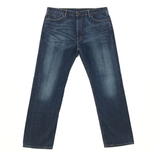 Levi's 505 Jeans Herren 40x32 Regular Straight Dunkelblau Distressed Faded NormCore