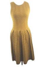 Anthropologie Far Away From Close Wool Sweater Dress Mustard pleated xs