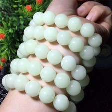 14mm "Glow In The Dark" Luminous Stone Rounds Beads Stretch Bracelet Gift 7.5"